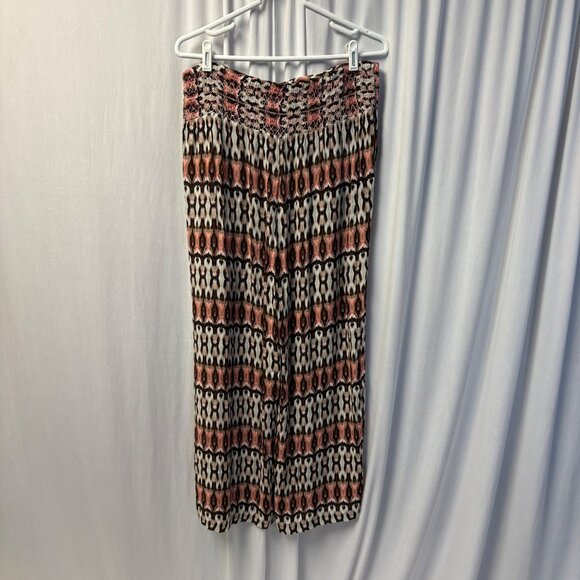 Haute Hippie Tribe Wide Leg Pants Womens Sz Medium Aztec Pink Brown Lightweight - Picture 3 of 10